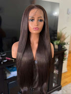 Perruque straight ultra class et sophistiquéeavec closure 6*6 HD effet frontal